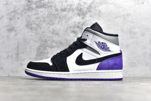 【男码】 市面唯一纯原级别 Air Jordan 1 MiD 黑白紫 尺码 40 40.5 41 42 42.5 43 44 44.5 45 46