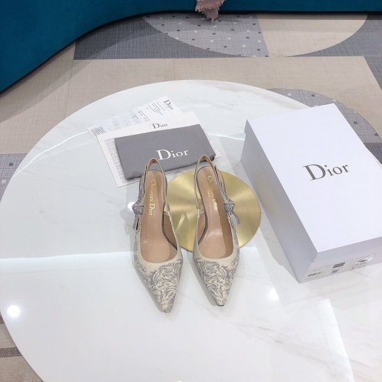 代购品质 Dior/迪奥 2020 J'ADior 粉色与本色刺绣 TDJ 系列跟鞋 3D精密刺绣 全新灰系J'adior 蝴蝶结配上 水墨百兽刺绣图纹 别具一格 内里：纯绵羊皮 鞋跟：真皮包跟 鞋底：意大利A级牛皮底 跟高：6.5cm Size：34-4 - Click Image to Close