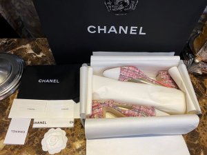Chanel slingback 特殊编织布料后系带高跟 34-41