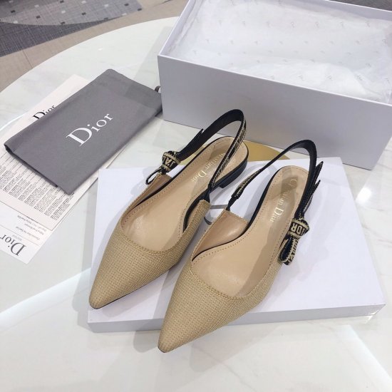 代购品质 Dior/迪奥 2020 J'ADior 粉色与本色刺绣 TDJ 系列跟鞋 内里：纯绵羊皮 鞋跟：真皮包跟 鞋底：意大利A级牛皮底 跟高：平底 Size：34-41 - Click Image to Close