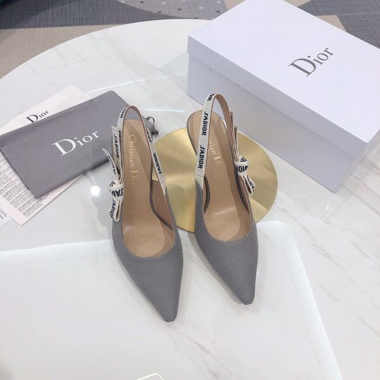 Dior 2020雾霾浅蓝色螺纹布9 .5cm 面料：原版黑色螺纹布 内里：原版羊皮 大底：意大利真皮底 跟高：9.5cm 码数：34-40 - Click Image to Close