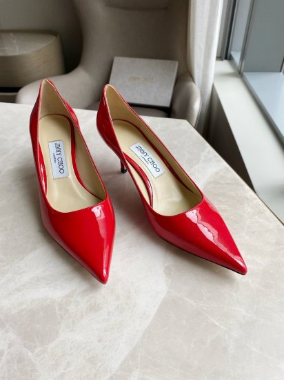 Jimmy Choo JimmyChoo 跟高6.5cm 尖头、浅口、漆皮鞋面 鞋面：进口漆皮 内里：进口全粒面水晶羊皮 大底：真皮大底 跟高： 平底1.0cm 中跟6.5cm 高跟8.5cm SIZE ：35-40 - Click Image to Close