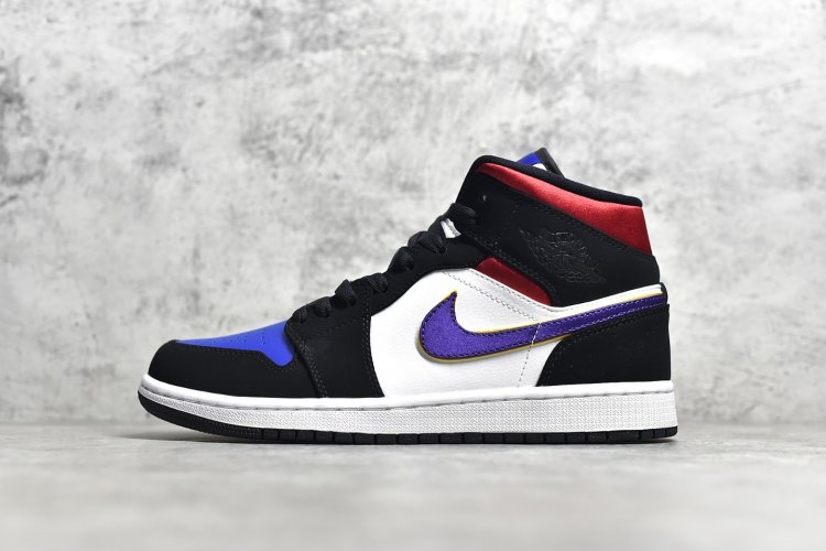 【情侣款】 市面唯一纯原级别 Air Jordan 1 MiD 湖人 红蓝 尺码 36 36.5 37.5 38 38.5 39 40 40.5 41 42 42.5 43 44 44.5 45 46 - Click Image to Close