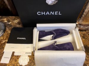 Chanel 34-41 链条乐福鞋 紫色反绒皮
