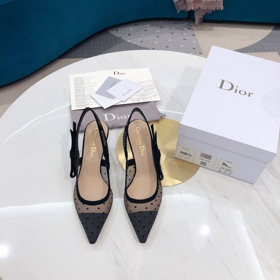 Dior/迪奥 2020波点水钻跟鞋6.5cm 面料：原版机织网面 内里：原版羊皮 大底：意大利真皮底 跟高：6.5cm Size：34-41 - Click Image to Close