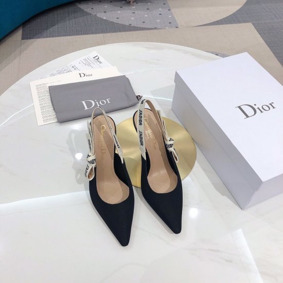 Dior 2020黑色螺纹布9.5cm 面料：原版黑色螺纹布 内里：原版羊皮 大底：意大利真皮底 跟高：9.5cm 码数：34-40 - Click Image to Close