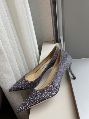 Jimmy Choo 6.5cm 尖头、浅口、鞋面粗细拼接 鞋面：高密度格丽特 内里：进口全粒面水晶羊皮 大底：真皮大底 跟高： 平底1.0cm 中跟6.5cm 高跟8.5cm /尺寸信息./ SIZE ：35-40