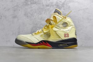 【男码】独家纯原 Off-white x Air Jordan Retro 5 SP 白蝉翼 开发用时半年之久 市面唯一正确侧面立体材料 唯一正确分码段区分字体 唯一原厂防伪扣 size 40 40.5 41 42 42.5 43 44 44.5 45 4