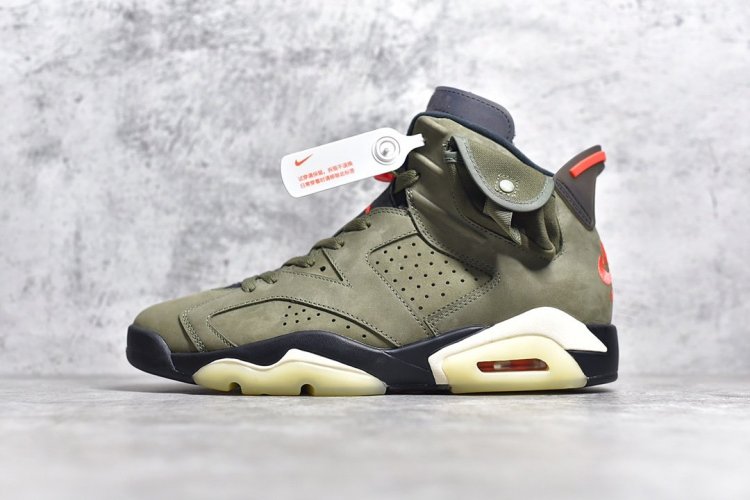 【男码】独家纯原版本 Travis Scott x Air Jordan 6 AJ6 TS联名 全码补出 多原鞋开发 细节目前市面最正确 原厂后跟刺绣 爆满粗细同步 区分市面过细刺绣 原厂定型 后跟完美效果 无各种添加操作 全新正 独家正确夜光大底 反光 - Click Image to Close