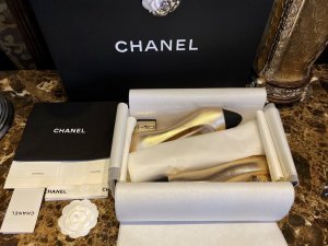 Chanel size 34-41 埃及限定金属粗跟单鞋