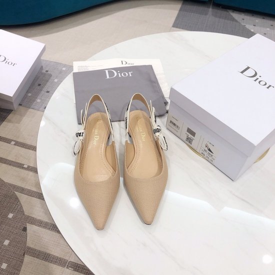 Dior 2020裸色机织布平底 面料：原版机织螺纹布 内里：原版羊皮 大底：意大利真皮底 码数：34-40 - Click Image to Close