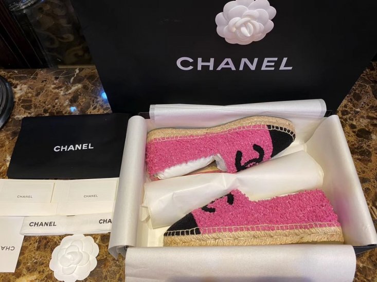 Chanel size 35-41 玫红拼色鲮鱼面料渔夫鞋 - Click Image to Close