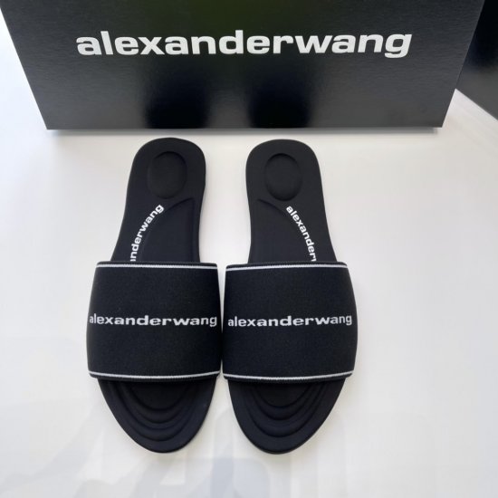 Alexander Wang 新品Kyra针织运动风平底拖 材质与工艺： 定制徽标弹力针织鞋面 原版带衬垫弧度垫脚 意大利产真皮大底 Size：35-40 - Click Image to Close