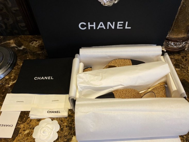 Chanel 金丝布slingback 6.5cm后系带 34-41 - Click Image to Close