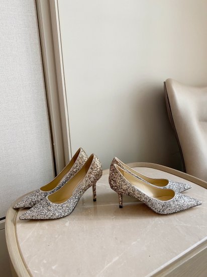 Jimmy Choo 跟高6.5cm 尖头、浅口、鞋面粗细拼接 鞋面：高密度格丽特 内里：进口全粒面水晶羊皮 大底：真皮大底 跟高： 平底1.0cm 中跟6.5cm 高跟8.5cm /尺寸信息./ SIZE ：35-40 - Click Image to Close