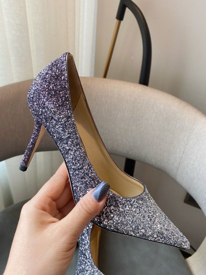 Jimmy Choo 跟高8.5cm 尖头、浅口、鞋面粗细拼接 鞋面：高密度格丽特 内里：进口全粒面水晶羊皮 大底：真皮大底 跟高： 平底1.0cm 中跟6.5cm 高跟8.5cm /尺寸信息./ SIZE ：35-40 - Click Image to Close