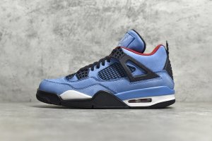 男码 大厂出品 纯原级别 Air Jordan 4 Retro Travis Scott Cactus Jack 乔四 魅力蓝 独家原厂头层磨砂牛皮制作 原档案原模具 原厂楦头 原厂磨具 百分百鞋型同步 不存在任何差别 尺码：40.5 41 42 42.5