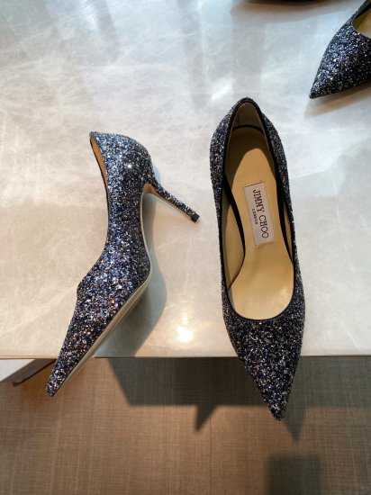 Jimmy Choo 跟高8.5cm 尖头、浅口、鞋面粗细拼接 鞋面：高密度格丽特 内里：进口全粒面水晶羊皮 大底：真皮大底 跟高： 平底1.0cm 中跟6.5cm 高跟8.5cm /尺寸信息./ SIZE ：35-40 - Click Image to Close