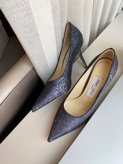 Jimmy Choo 跟高8.5cm 尖头、浅口、鞋面粗细拼接 鞋面：高密度格丽特 内里：进口全粒面水晶羊皮 大底：真皮大底 跟高： 平底1.0cm 中跟6.5cm 高跟8.5cm /尺寸信息./ SIZE ：35-40 - Click Image to Close