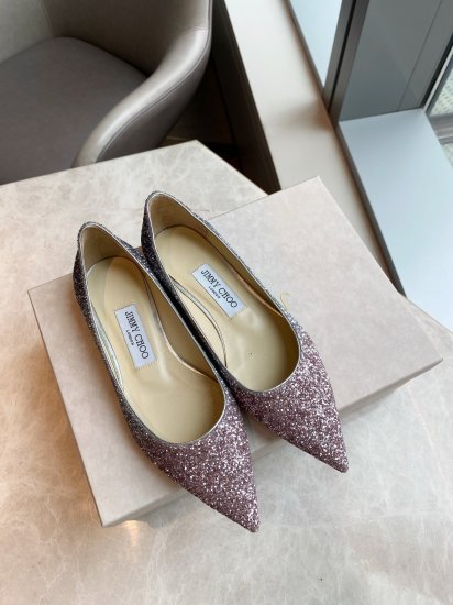 Jimmy Choo 跟高1cm 尖头、浅口、鞋面粗细拼接 鞋面：高密度格丽特 内里：进口全粒面水晶羊皮 大底：真皮大底 跟高： 平底1.0cm 中跟6.5cm 高跟8.5cm /尺寸信息./ SIZE ：35-40 - Click Image to Close