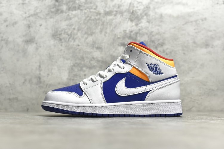 【情侣款】 市面唯一纯原级别 Air Jordan 1 MiD 白蓝橙 尺码 36 36.5 37.5 38 38.5 39 40 40.5 41 42 42.5 43 44 44.5 45 46 - Click Image to Close