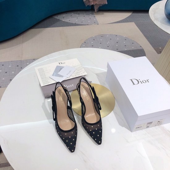 Dior/迪奥 2020波点黑金9.5cm 面料：原版金丝刺绣 内里：原版羊皮 大底：意大利真皮底 跟高：9.5cm Size：34-41 - Click Image to Close