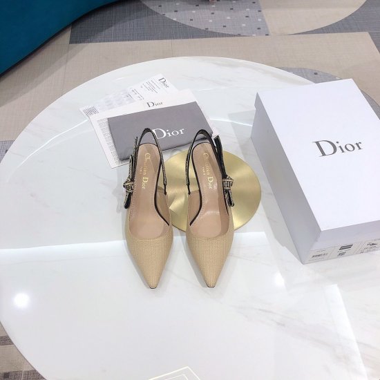 代购品质 Dior/迪奥 2020 J'ADior 粉色与本色刺绣 TDJ 系列跟鞋 内里：纯绵羊皮 鞋跟：真皮包跟 鞋底：意大利A级牛皮底 跟高：6.5cm Size：34-41 - Click Image to Close