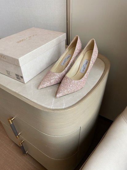 Jimmy Choo 8.5cm 尖头、浅口、鞋面粗细拼接 鞋面：高密度格丽特 内里：进口全粒面水晶羊皮 大底：真皮大底 跟高： 平底1.0cm 中跟6.5cm 高跟8.5cm /尺寸信息./ SIZE ：35-40 - Click Image to Close