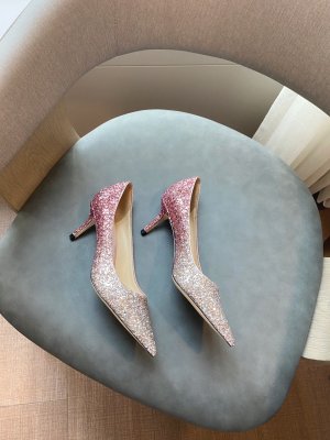 Jimmy Choo 跟高6.5cm 尖头、浅口、鞋面粗细拼接 鞋面：高密度格丽特 内里：进口全粒面水晶羊皮 大底：真皮大底 跟高： 平底1.0cm 中跟6.5cm 高跟8.5cm /尺寸信息./ SIZE ：35-40