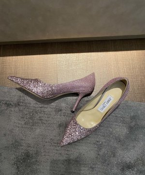 Jimmy Choo 8.5cm 尖头、浅口、鞋面粗细拼接 鞋面：高密度格丽特 内里：进口全粒面水晶羊皮 大底：真皮大底 跟高： 平底1.0cm 中跟6.5cm 高跟8.5cm /尺寸信息./ SIZE ：35-40