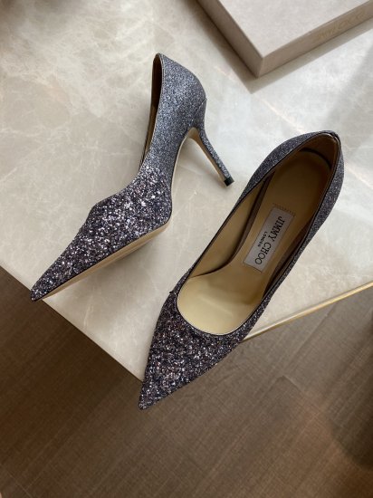 Jimmy Choo 8.5cm 尖头、浅口、鞋面粗细拼接 鞋面：高密度格丽特 内里：进口全粒面水晶羊皮 大底：真皮大底 跟高： 平底1.0cm 中跟6.5cm 高跟8.5cm /尺寸信息./ SIZE ：35-40 - Click Image to Close