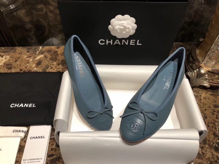 Chanel 雾霾蓝小羊皮芭蕾舞鞋 34 35 35.5 36 36.5 37 37.5 38 38.5 39 40 41 - Click Image to Close