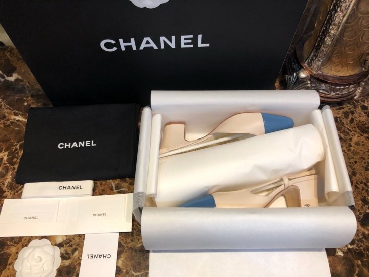 Chanel 杏色拼蓝色 35-41 - Click Image to Close