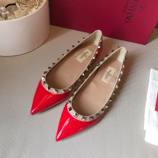 Valentino ROCKSTUD铆钉系列红色 意大利进口柔软牛漆皮，定制羊皮内里、垫脚！原版开模不掉色 不氧化电镀方钉 意大利原版真皮大底 Size：35-39 Heel height 1.0cm 6.5cm 10cm - Click Image to Close