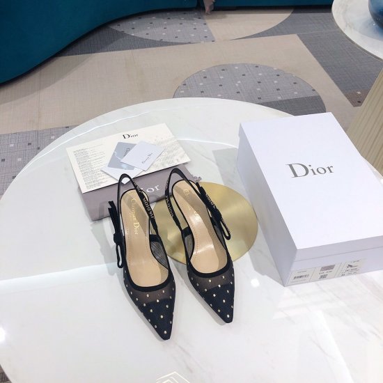 Dior/迪奥 2020波点黑金6.5cm 面料：原版金丝刺绣 内里：原版羊皮 大底：意大利真皮底 跟高：6.5cm Size：34-41 - Click Image to Close