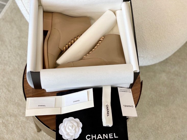 Chanel 杏色小牛皮高帮靴 冬日的奶茶色 绝对温柔又温暖的颜色 35-41 - Click Image to Close