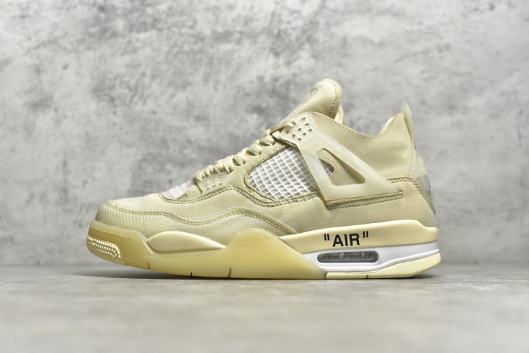 情侣款 大厂出品 公司级别Off-White x Air Jordan 4"Cream/Sail" OW联名沙浅棕米 采用米白色为主体，运用白色进行视觉效果上呼应 Size：36 36.5 37.5 38 38.5 39 40 40.5 41 42 42. - Click Image to Close